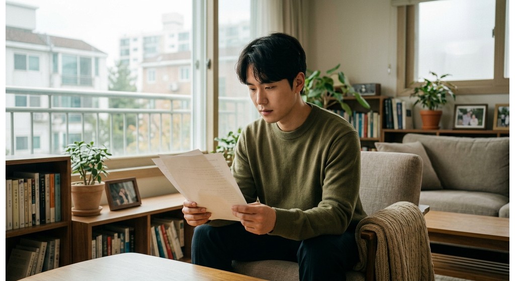 수술 후 안정을 취하며 일상 수칙을 점검하는 환자의 모습