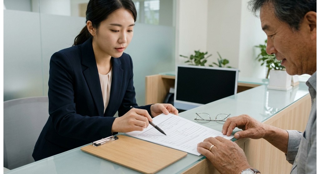 진료비 세부내역과 보험 청구 서류를 확인하는 모습